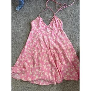 Zara Pink Satin Halter Dress small